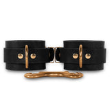 Luxury Nickel-Free Black Buffalo Leather Bondage Cuffs Front