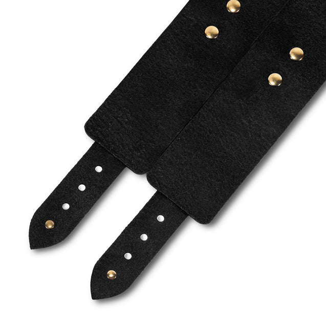 Luxury Black Buffalo High BDSM Cuffs with Polished Edges