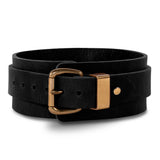Luxury Nickel Free Buffalo Black Leather Submissive Collar with Solid Brass Buckle