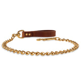100% Solid Brass Nickel-Free Bondage Lead with Brown Leather Hand Loop
