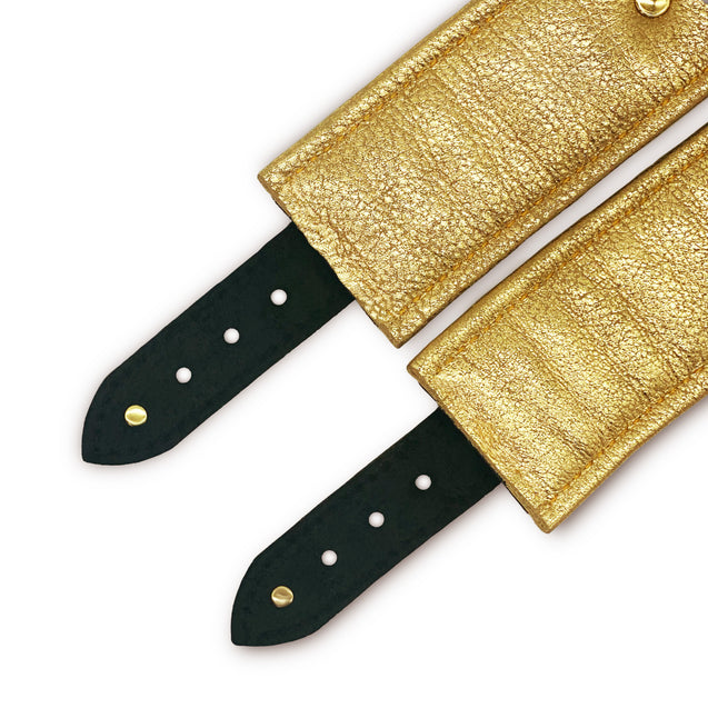 Luxury Metallic Leather Bondage Restraints Gold Padding